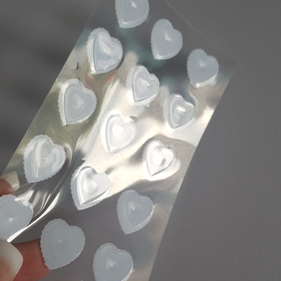 3/15$ 15 pcs 3D Heart Silver Stickers 0.75" inch - Picture 4 of 6